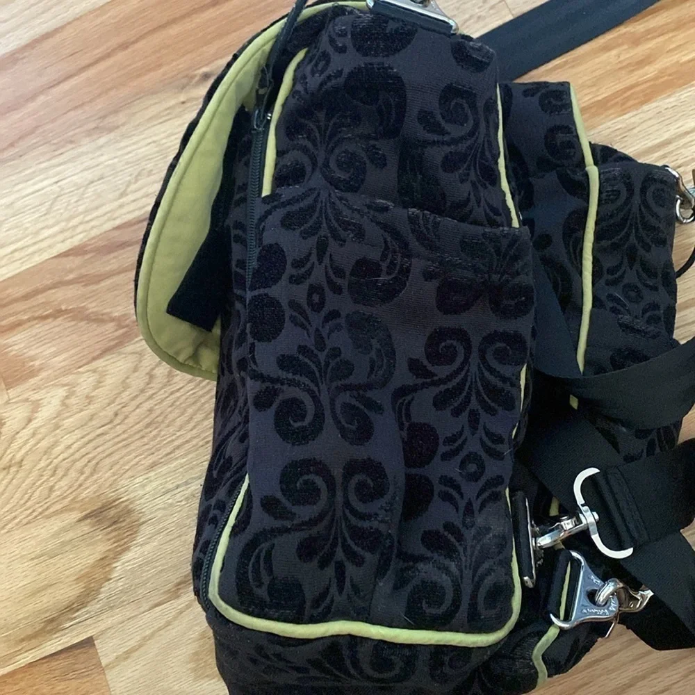 Petunia Pickle Bottom Diaper Bag Backpack Black/Lime velvet burnout fairy grunge